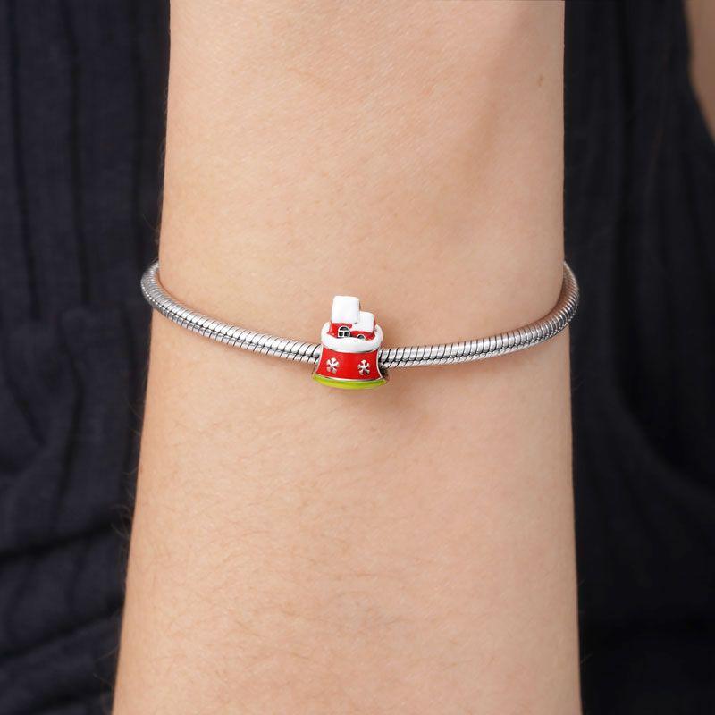 New copper Snowman Christmas House Gloves Charm Compatible With Authentic Bracelets Accessories Women Jewellery Christmas Gifts