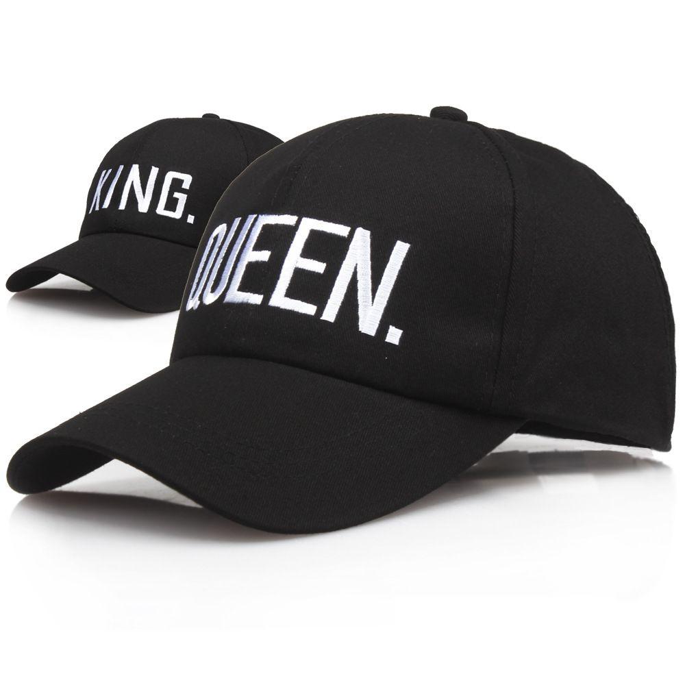 Premium Black Queen/king Baseball Cap With Hip Hop Letter Print For Couples