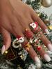 Ingemark 7Pcs/Set Trendy Deer Snowflake Christmas Tree Open Rings Women Retro Creative Adjustable Knuckle Christmas Jewelry Gift