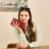 Portofel Lung Din Piele Naturală La Modă Pentru Femei Fermoar Metalic Suport Card Foto Geantă Bani Cadou Pentru Familie Femei Portofel Monede CONTACTE