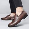 Fashion British Style Men's Luxury Brand Comfortable Business Fringe Leather Shoes Spring New Item Crocodile Leather Carved Oxford Shoes