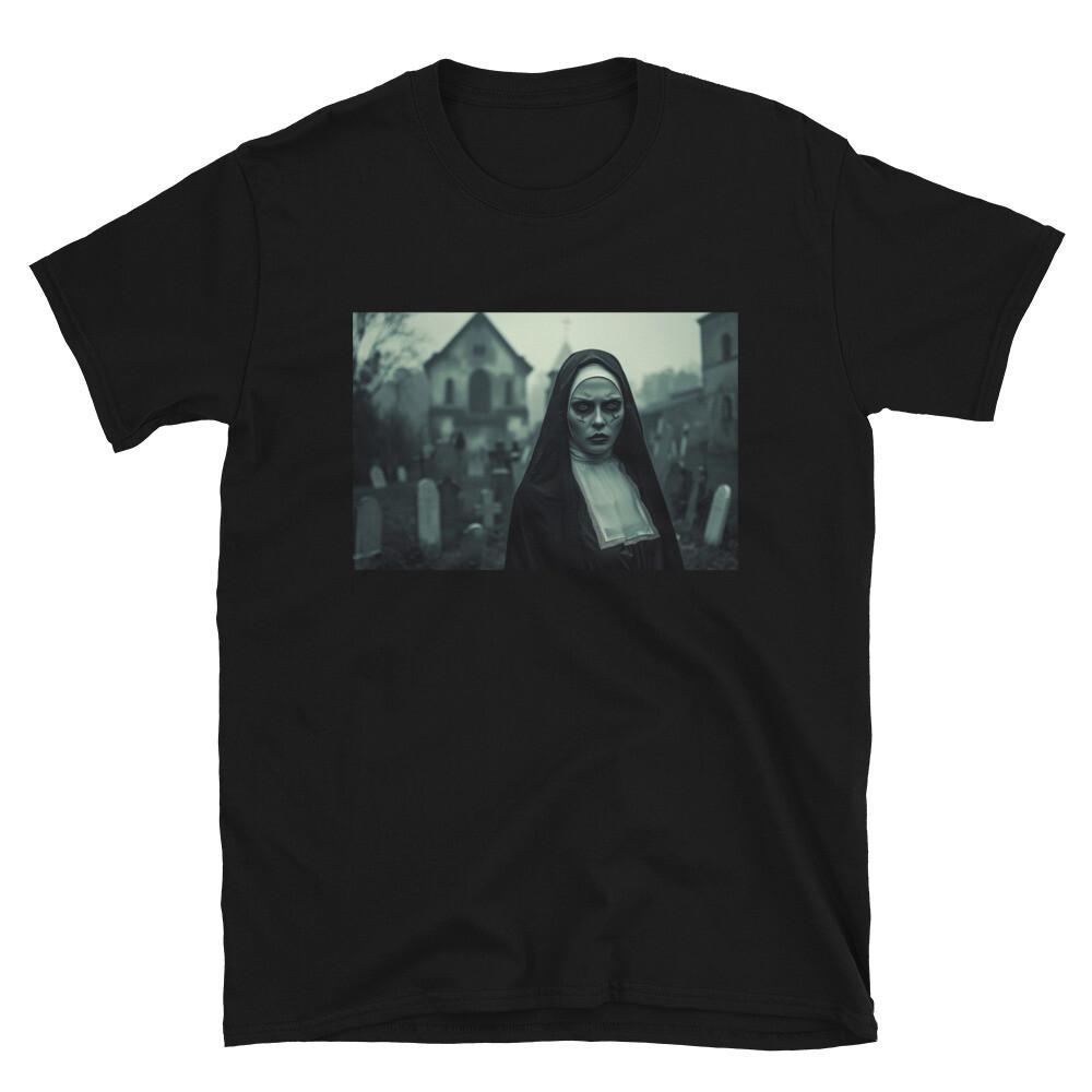 Scary, Strange Nun In the Cemetery Unisex T-Shirt, Halloween