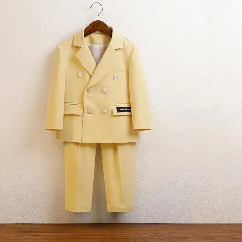 Suit for Boys Fall Casual Children School Uniform Outfits Handsome Kids Host Performance Costume 2-12Y Boy Birthday Blazers Set