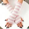 Knitted Arm Warmers for Women Striped Women, Fingerless Sleeves, Soft Comfortable Sleeves Typing Thermal Wrist Autumn Winter, Fashion Accessories