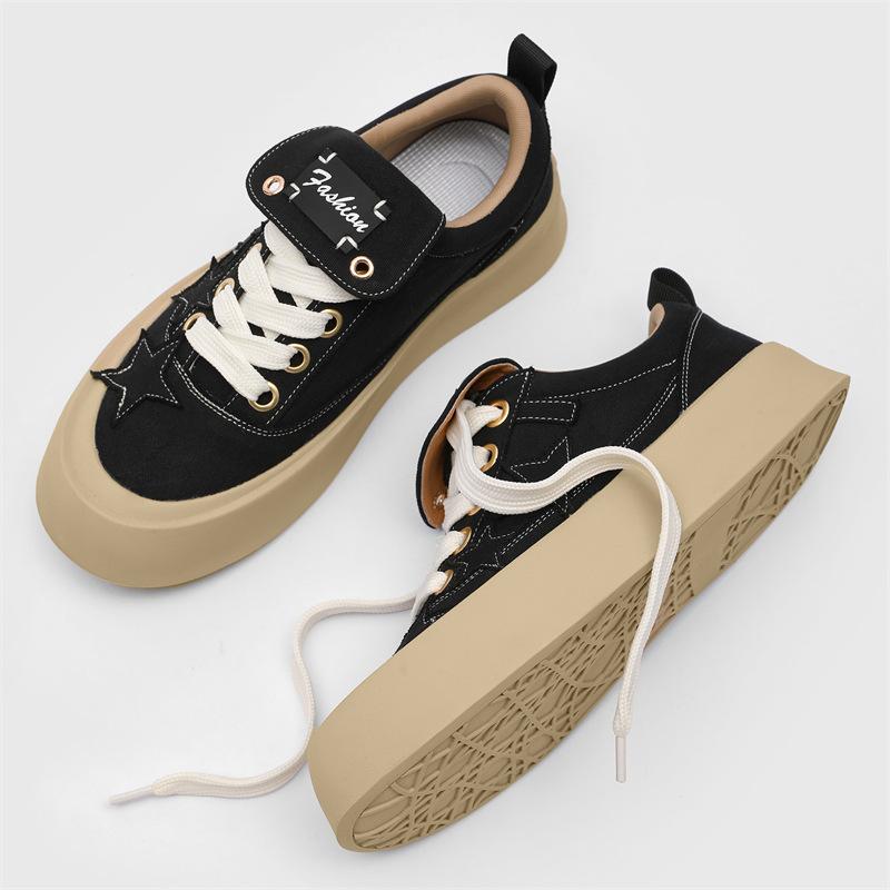 New summer star cloth shoes platform canvas shoes casual board shoes 38 чёрный