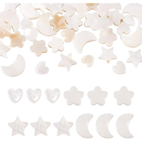 

24 Pcs Zodiac Sign Beads 8mm Natural Freshwater Shell Beads Flat Round Disc Seashell Beads White Seashell Beads Loose Spacers for Women Earring White-Mixed
