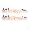 Long almond-shaped hot-selling 24-piece manicure 3D three-dimensional Spice Girl snake pattern blue scales wearing armor