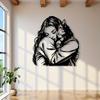 Vintage Cat Woman Hugging Cat Metal Wall Art Black Iron Silhouette Plaque Living Room Bedroom Home Decor 1pc