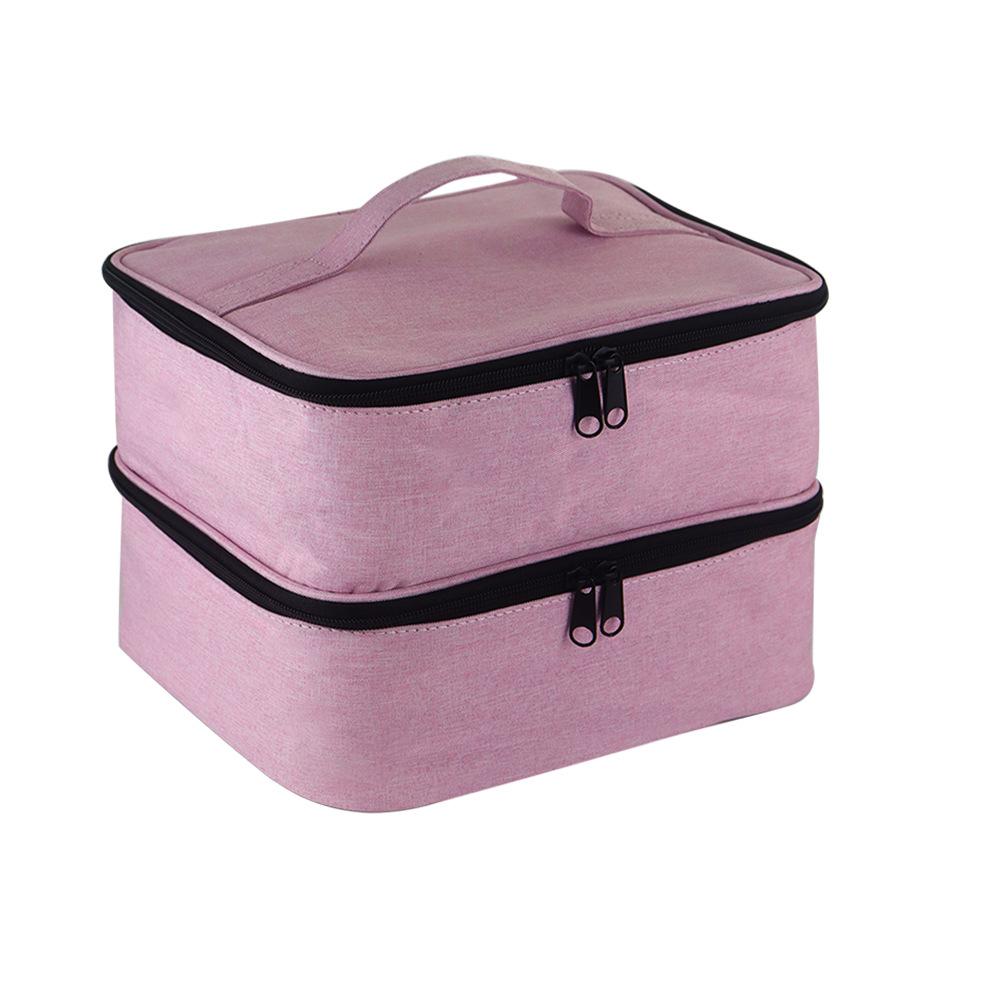 Double Layer Nail Polish Bag, Pink Travel Makeup Bag, Cosmetic Case for Essential Oils, Provides Organized Storage, Suitable for Travel, Sty