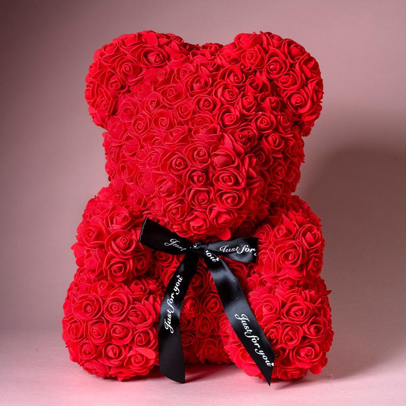 

Eternal Rose Bear Send Girlfriend to Girlfriend Qixi Festival Valentine s Day Gift Birthday Gift Bouquet Ornament Creative Doll pe bear [25cm]