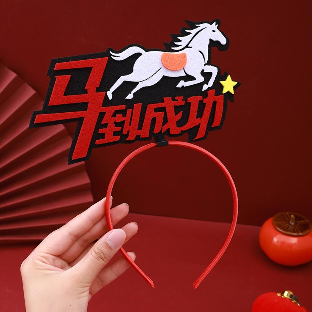 Mascot Horse 2026 Happy New Year Headband Cartoon New Year Headdress Horse Year Hairband  Children