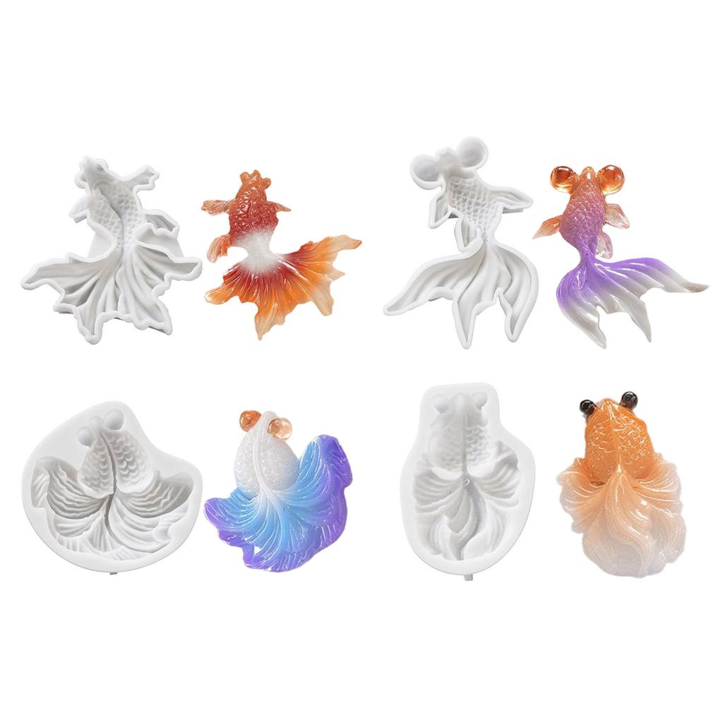 Koi Fish Keyring Mould Epoxy Resin Pendant Molds 3D Goldfish Silicone Moulds for Keychain Jewelry Making Supplies