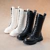 Elegant Zipper Baby Girl Fashion Boots Autumn/ Winter Warm Thick Sole Round Casual Lace Up Comfortable Children'S Midsole Boots