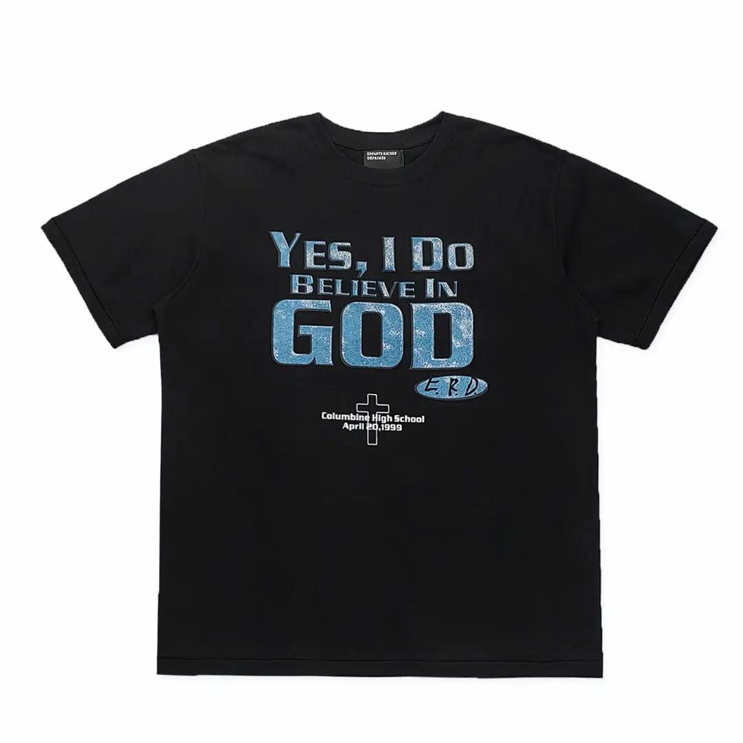 

Трендовая брендовая футболка второго поколения с портретной печатью в стиле хай-стрит, свободная спортивная хлопковая футболка, ретро топ с круглым вырезом и коротким рукавом 4XL