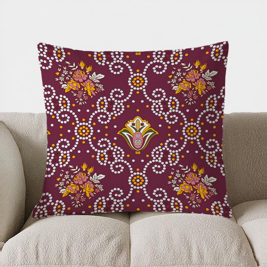 Colorful Floral Pattern Double-sided Printed Pillow Cover Short Plush Suitable Living Rooms Bedrooms Sofas Throw Cushion Cover