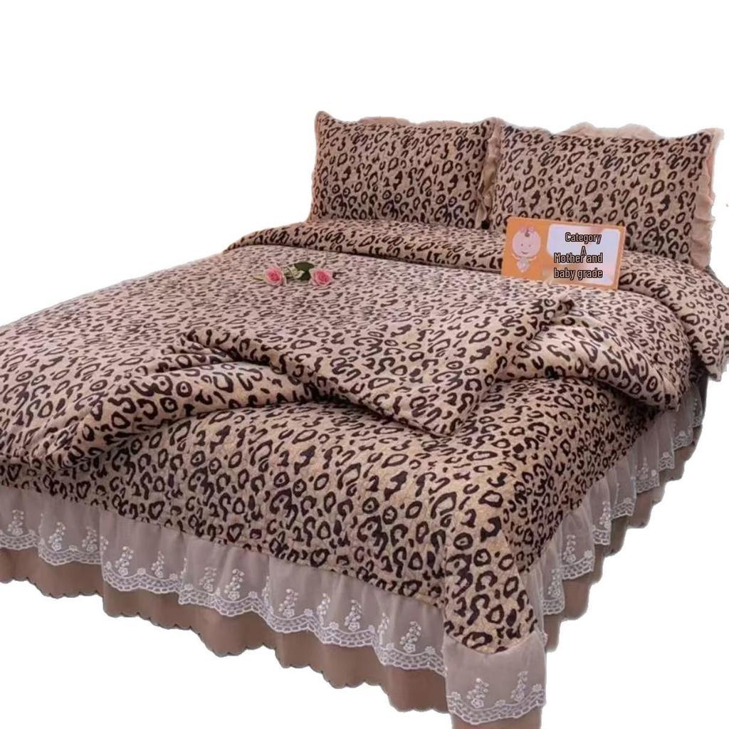 Plüsch Flanell Samt 4-teiliges Quilt-Set mit extra dickem Milchsamt und Korallenfleece