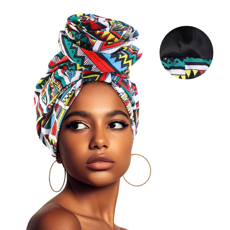 Afrikanischer Turban für Damen, gefüttert mit Satin, große Blumenmütze, Kopftuch mit Blumenmuster, muslimisches Kopftuch, Damenmütze