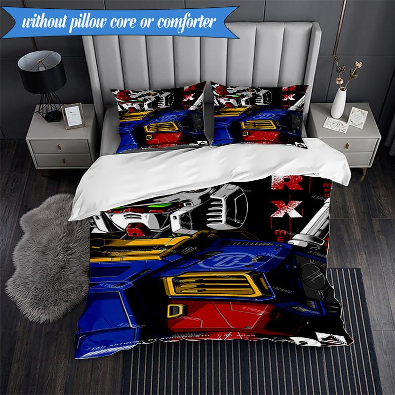 Mecha Armor Robotic Design 3pcs K-pop music group Bedding set,Ideal for Bedroom, Dormitory,Including Duvet Cover And 2pcs Pillowcases,Fan gifts