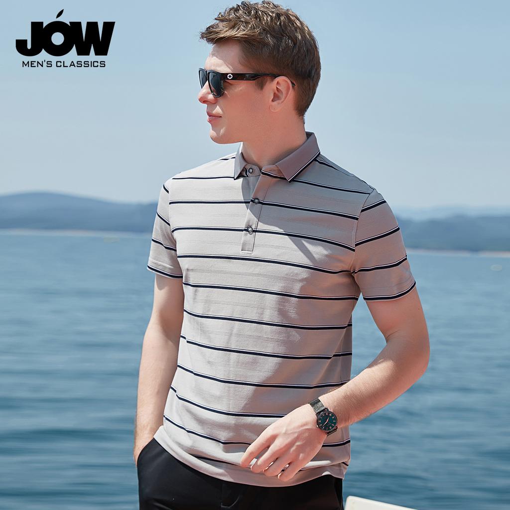 [Old Money Style Stripe] Summer New Mulberry Silk Cotton Blended Light Luxury Men's Polo Shirt