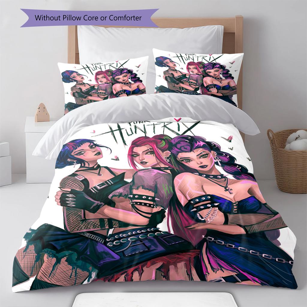 Anime-Muster Bettwäsche Steppbettdecke Set Bettbezug Kissenbezug Heimdekoration Geburtstagsgeschenk (1 Bettbezug + 2 Kissenbezüge, ohne Füllung)