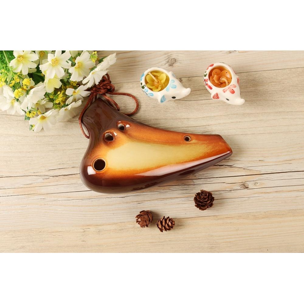 TNG Ocarina musikkinstrument [DoubleAltoOrange] Høy klasse C-tone AC flere rør (Fingerdiagram inkludert) Ocarina Wind Wind Glaze Finish Golden