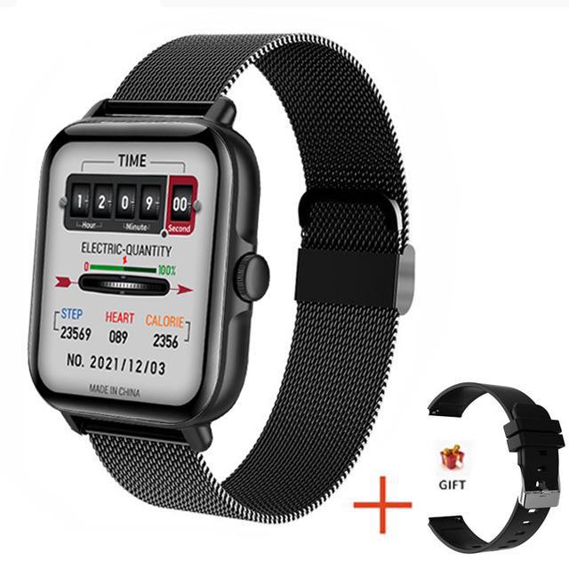 

Розумний годинник L21: Дзвінки по Bluetooth, сенсорний екран 1,69 дюйма, голосовий помічник, монітор кисню в крові та тиску, частота серцевих скорочень, музика, 3-е покоління. Milanese steel belt чорний