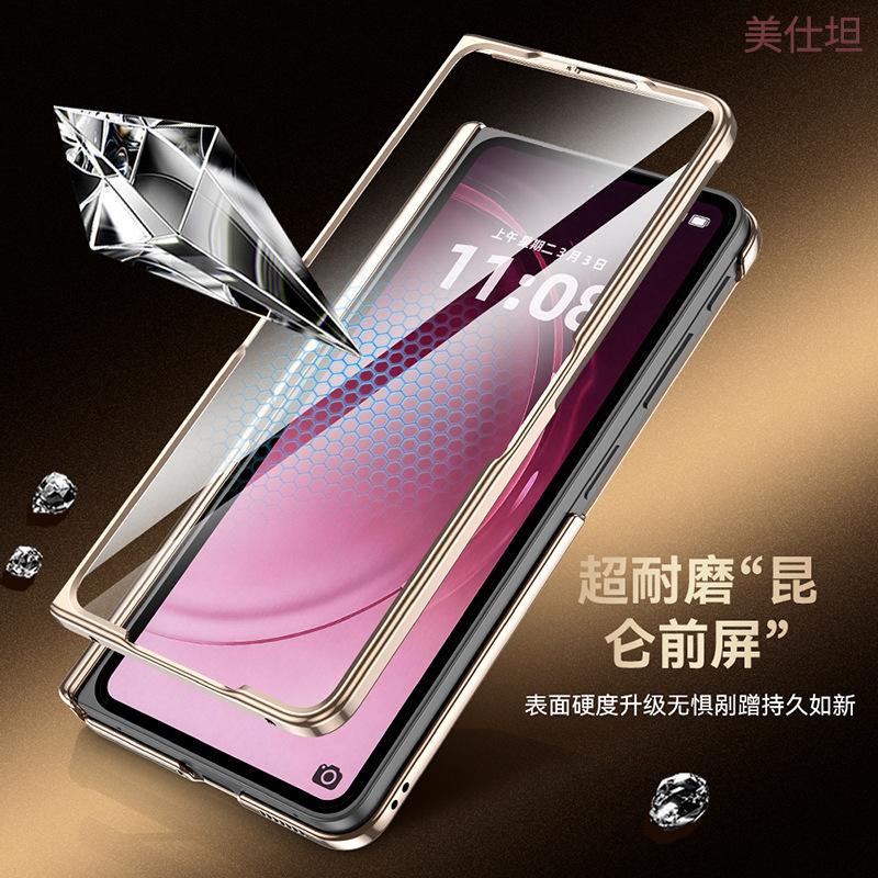Applicable to oppofindn6 invisible bracket, mobile phone case and film integrated high-end business new FindN6 anti-drop leather case