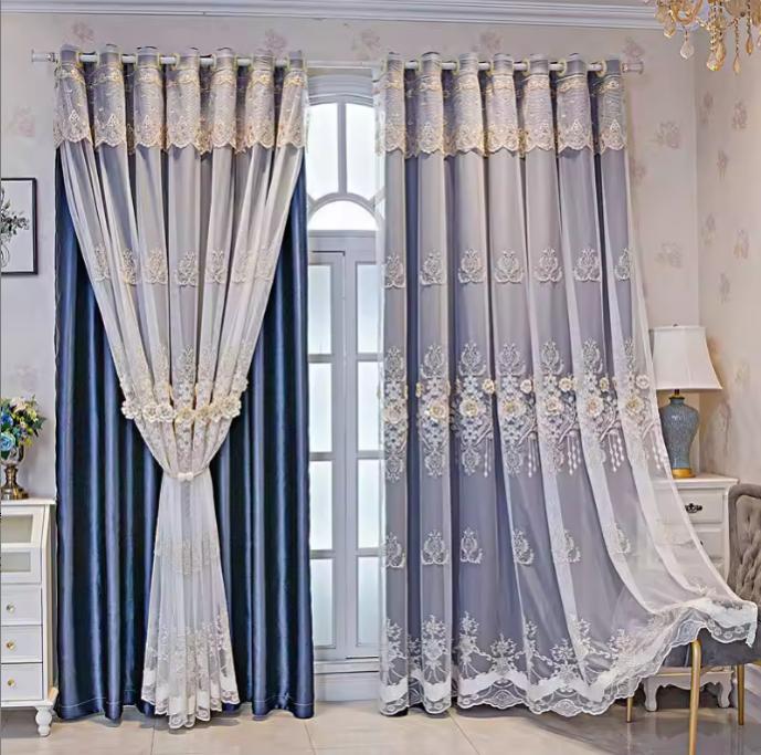 Best Luxury European Royal Blackout Curtains for the Living Room, Luxury Home Window Sheer Curtain Fabric Rideaux for Bedroom