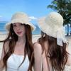 With Lace Bow Wide Brimmed Straw Hat Lightweight Woven Sun Cap Vacation Beach Cap  Indoor / Outdoor