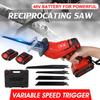 48V Cordless Reciprocating Saw High Speed Chainsaw Wood Metal PVC Pipe Cutting Reciprocating Saw Power Tool with 7500mAh Battery