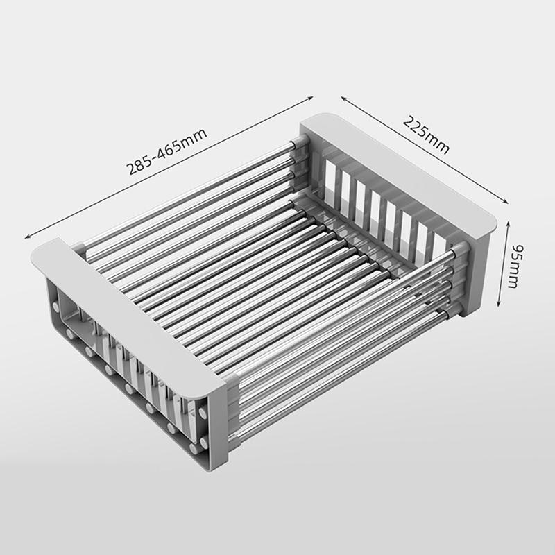 

Kitchen Draining Rack Household Stainless Steel Retractable Sink Rack Shelf Cutlery Thickerstorage Dish Organising Shelf L