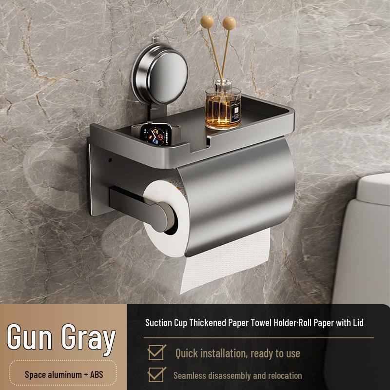 Suction Cup Toilet Paper Holder: No-Punch Wall-Mounted Bathroom Tissue Box