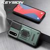KEYSION Shockproof Case for OnePlus Nord 5 5G Slide Camera Lens Protection Metal Ring Stand Phone Cover for One Plus 1+ Nord 5