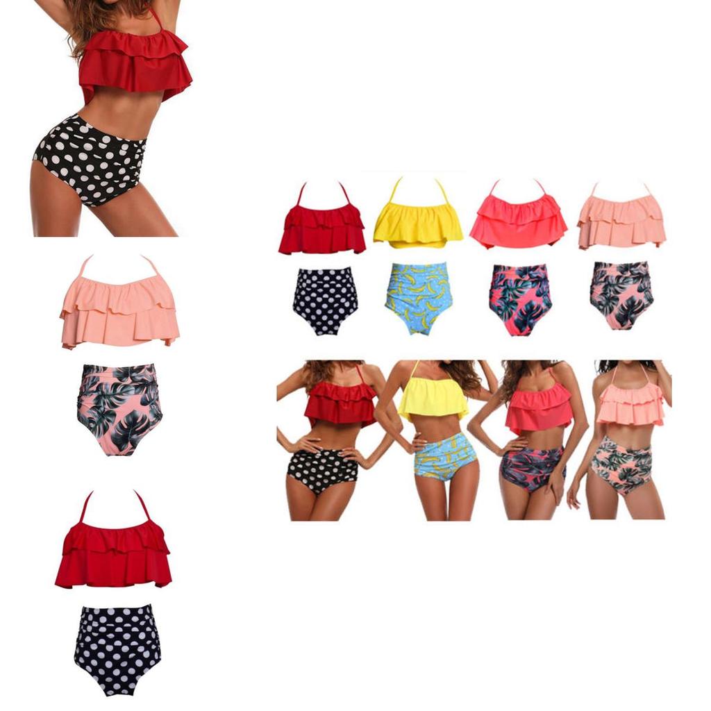 Premium Quality Swimwear Fashion Falbala Women High-waisted Bikini Set For Stylish Comfort