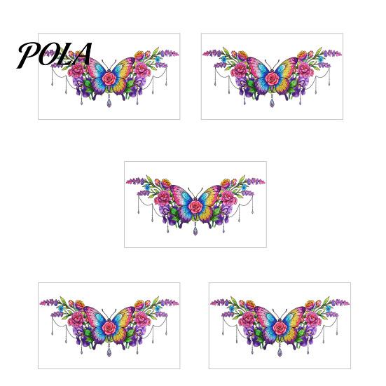 5 Sheets Colorful Butterfly Flower Tattoo Stickers, Waterproof Temporary Body Art, Hypoallergenic Floral Chest Back Decals for Women Girls