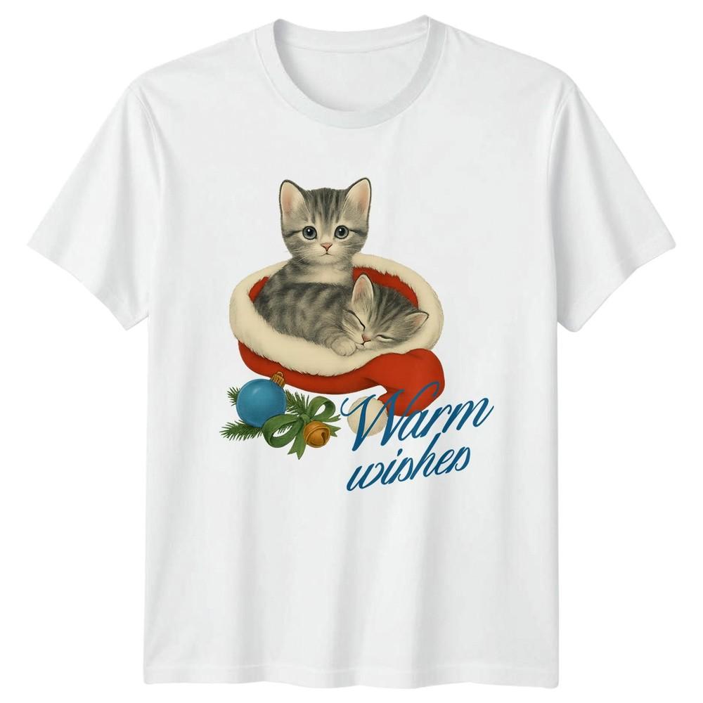 Warm Wishes Kittens Christmas Holidays Unisexs TShirt Unisexs Tee Graphic Top S