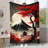 Japanese Ukiyoe Patterns Flannel Printed Blanket Suitable for All Seasons Suitable for Living Room Office Sofa and Travel