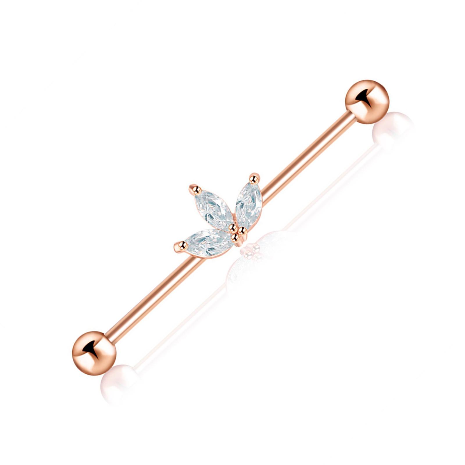 

Стильные индустриальные серьги-штанги из нержавеющей стали, украшенные циркониевым листом, для вечеринок A