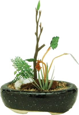 THE BONSAI Oval Potted Planter Finished Product BONN03 1/12 [Black]