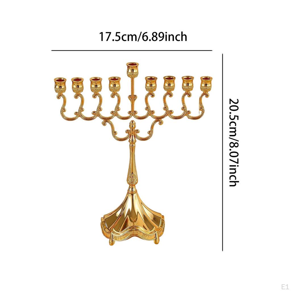 9 Branch Menorah Candle Holder for Hanukkah, Ideal Birthday Parties And Weddings.