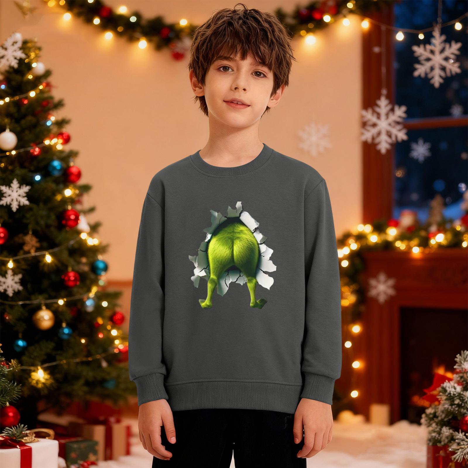 

Рождественский свитшот для мальчиков и девочек, уродливая рождественская футболка, свитшот с круглым вырезом, для малышей, с длинным рукавом, пуловер, наряд, топы 110