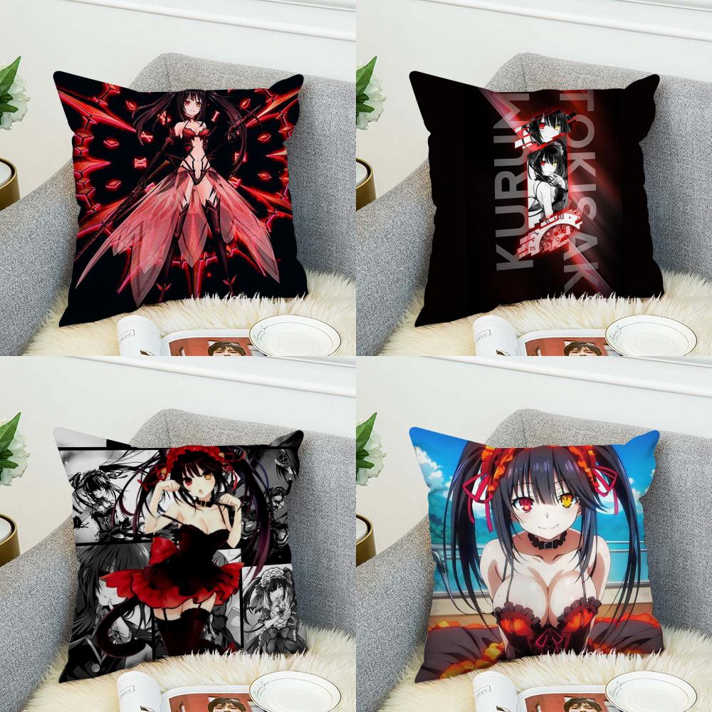 Tokisaki Kurumi Pillow Case For Car Sofa Decorative Home Doublesided Print Plush Square Throw Pillow Cushion Cover