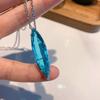 Jewelry Blue Simulation Paraiba Earrings Necklace Jewelry Set Earrings 8 * 27 Pendant 10 * 35