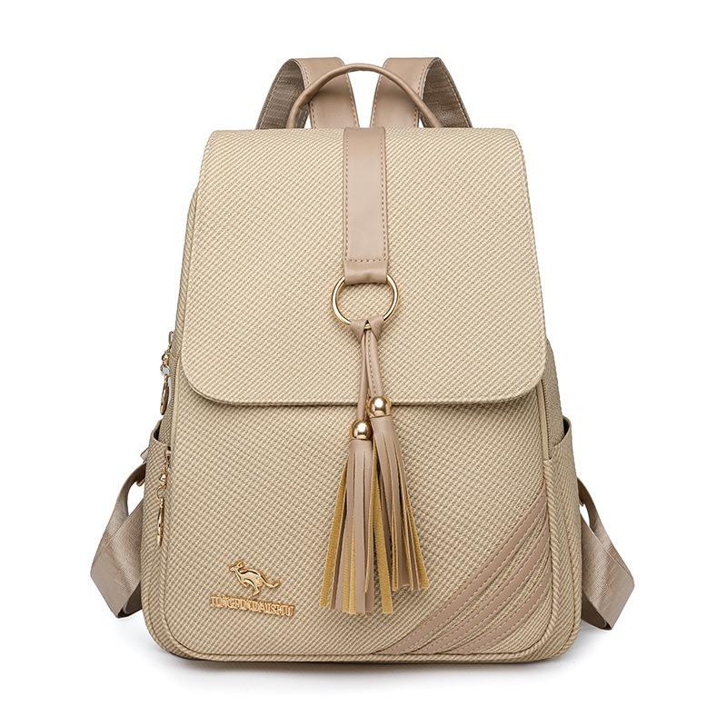 Fashionable Soft Leather Large-capacity Travel Backpack, Dual-purpose Single-shoulder Schoolbag Casually
