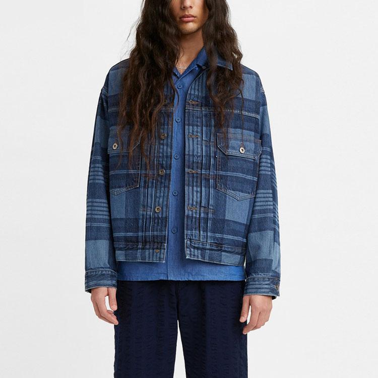 Levis Plaid Denim Jacket Men Jackets Blue 21261-0009