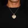 Trendy Heart-Shaped Zircon Photo Pendant Necklace - European & American Hip Hop Style