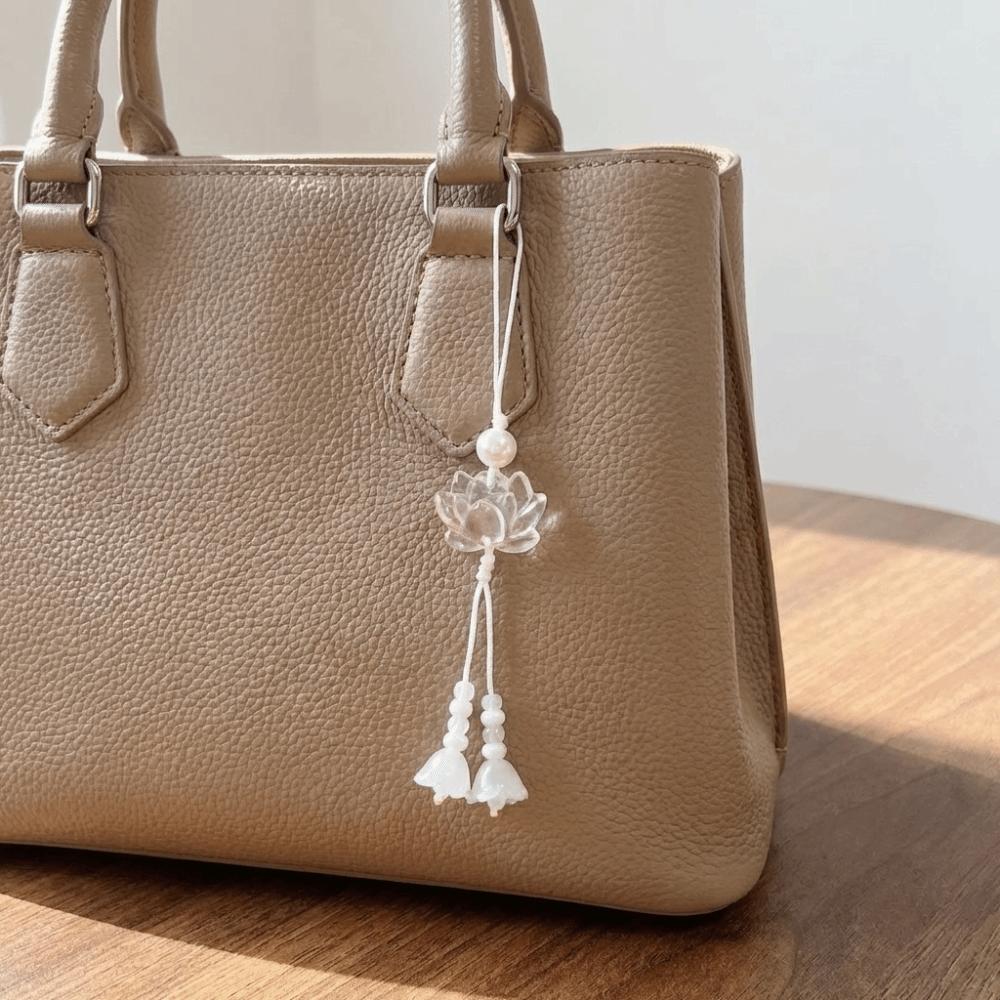 Vintage Lotus Beaded Key Chains Tassel Detail Mobile Phone Chain  Festival Wear