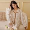 Spring Tianzhu Fiber Double-layer Gauze Jade Hibiscus Printed Pajamas Women's Long-sleeved Loungewear Two Colors To Choose from