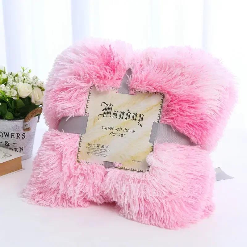 Double Layer Plush Warm Winter Throw Blanket Home Bedspread on The Bed Plaid Chair Towel Sofa Cover Lamb Bed Blankets and Throws