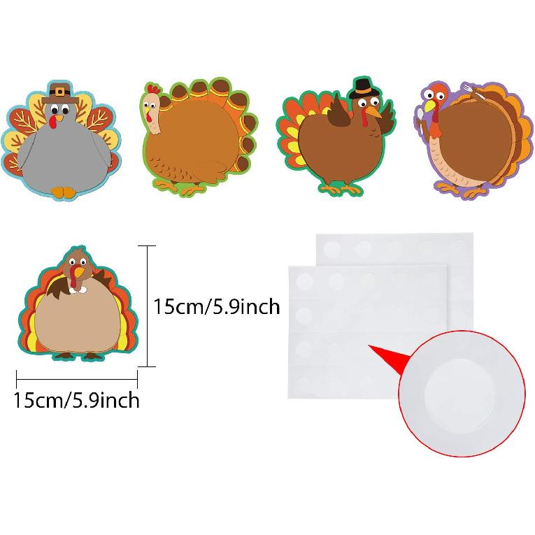 Blulu 40 Pcs Thanksgiving Turkey Cut-Outs Versatile Classroom Decoration Creative Turkey Cut-Outs for Bulletin Board Classroom School Fall Theme